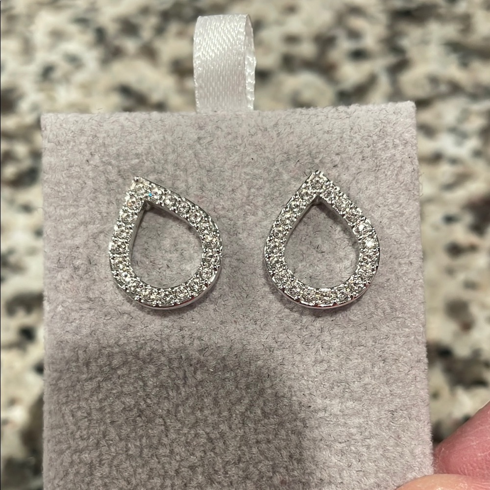 Swarovski Silver Teardrop Crystal Stud Earrings